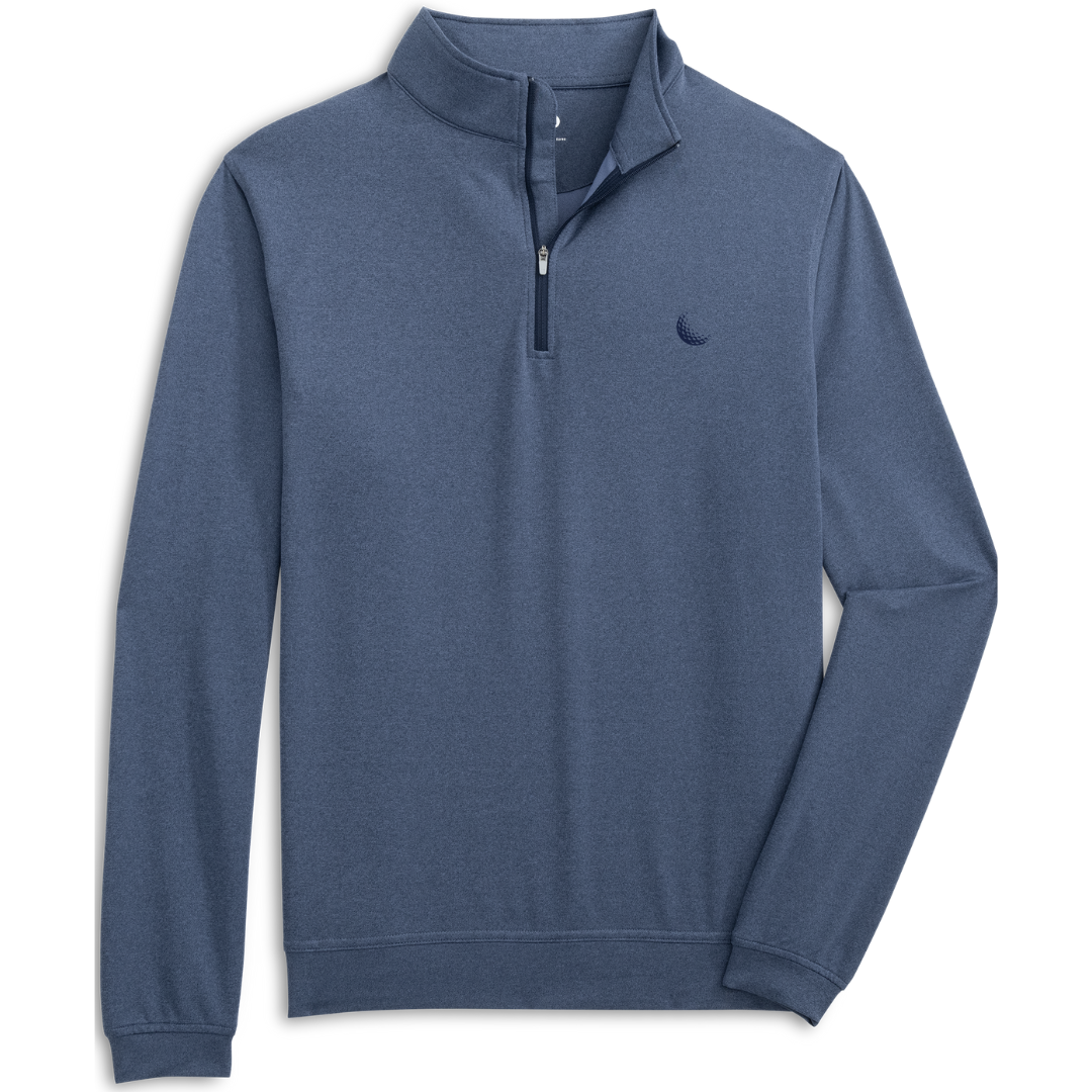 Heathered Navy Q-Zip - Moon Chest Embroidery